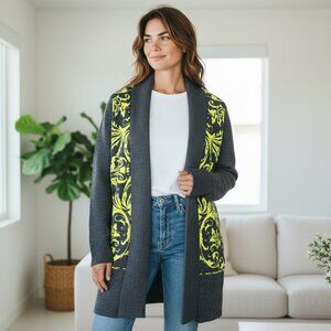 ALBERTO MAKALI Women's EUC‎ Textured Open-Front Wool Bld. Cardigan | Size M